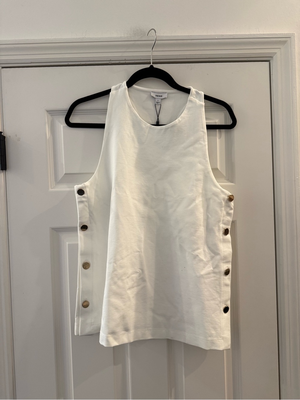 NWT - Reiss Cream Button-Side Tank Top - Picture 7 of 12